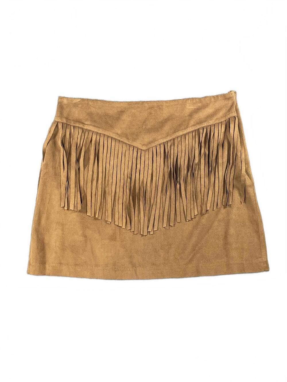 Ellison Brown Faux Suede Fringe Women's Mini Skirt - Size Large